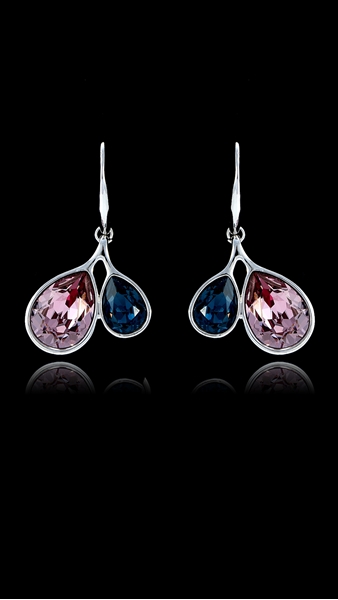 Picture of Flexible Designed Platinum Plated Swarovski Element Drop & Dangle