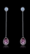 Picture of Delicate Curvy Platinum Plated Purple Drop & Dangle