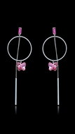 Picture of Unique Design Platinum Plated Pink Drop & Dangle