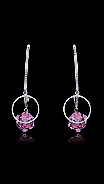 Picture of Modern Single Stone Pink Drop & Dangle