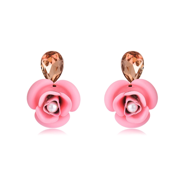 Picture of Touching Flowers & Plants Rose Gold Plated Stud 