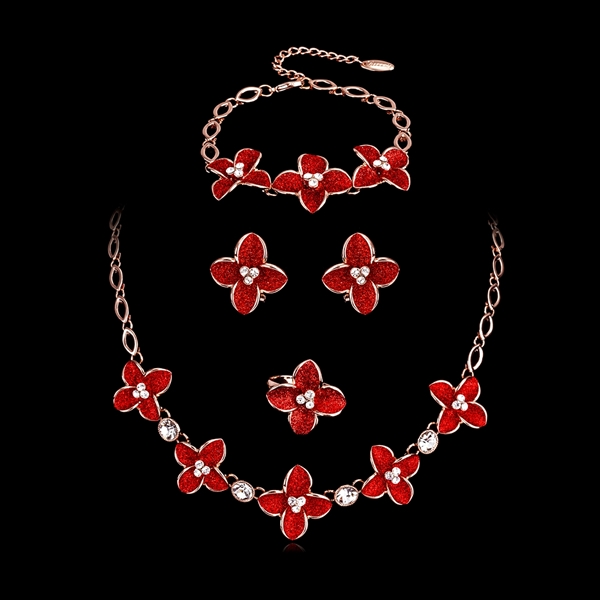 Picture of New Season Red Dubai 4 Piece Jewelry Set with SGS/ISO Certification