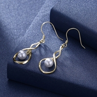 Picture of Good Quality Artificial Pearl 925 Sterling Silver Dangle Earrings