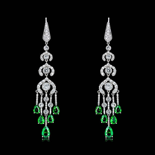 Picture of Great Cubic Zirconia Green Chandelier Earrings