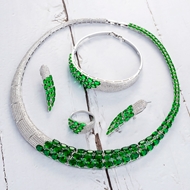 Picture of Nice Cubic Zirconia Green 4 Piece Jewelry Set