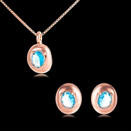 Picture of Hot Selling Rose Gold Plated Artificial Crystal Necklace and Earring Set Online Only