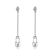 Picture of Designer Platinum Plated White Dangle Earrings with No-Risk Return