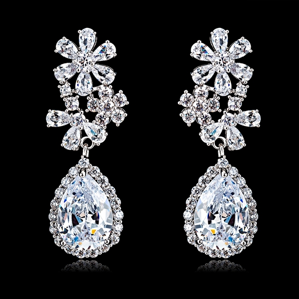 Picture of Popular Cubic Zirconia Big Dangle Earrings