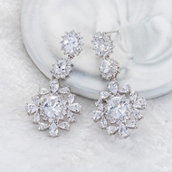 Picture of Impressive White Platinum Plated Dangle Earrings with Low MOQ