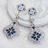 Picture of Unique Cubic Zirconia Platinum Plated Dangle Earrings