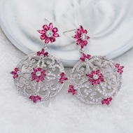 Picture of Pink Cubic Zirconia Dangle Earrings with Low MOQ