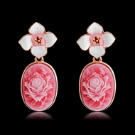 Picture of Fancy Flower Rose Gold Plated Dangle Earrings