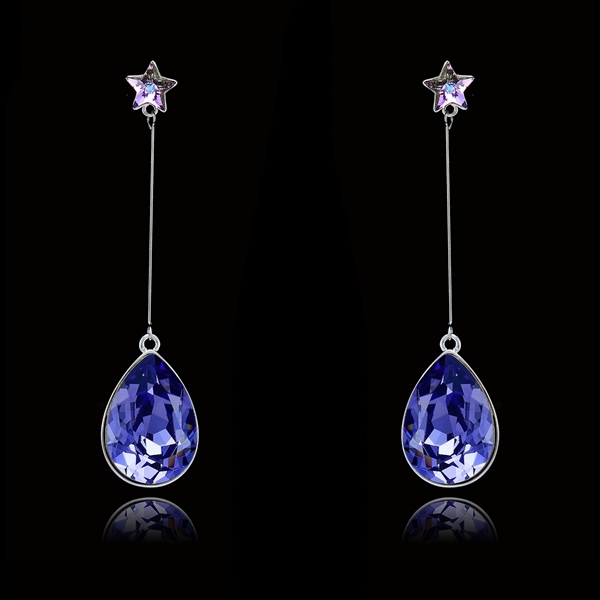 Picture of Moving Swarovski Element Platinum Plated Drop & Dangle