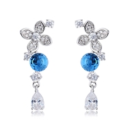 Picture of Charming Blue Small Dangle Earrings of Original Design