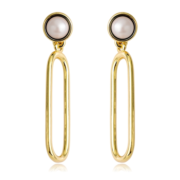 Picture of Nickel Free Gold Plated Artificial Pearl Dangle Earrings from Certified Factory