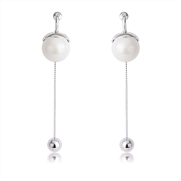 Picture of Low Price Platinum Plated Artificial Pearl Dangle Earrings from Trust-worthy Supplier