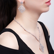 Picture of Luxury Platinum Plated Necklace and Earring Set with 3~7 Day Delivery