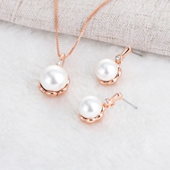 Picture of Nickel Free Rose Gold Plated White Necklace and Earring Set with Easy Return