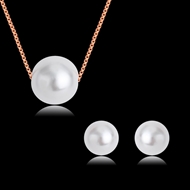 Picture of Nice Artificial Pearl Gold Plated Necklace and Earring Set