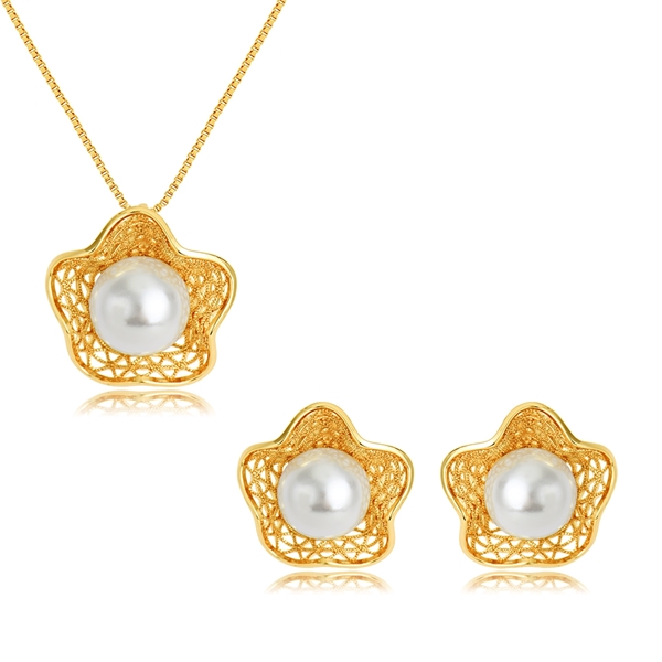 Picture of Zinc Alloy Gold Plated Necklace and Earring Set Factory Direct