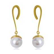 Picture of Unique Artificial Pearl Gold Plated Dangle Earrings