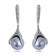 Picture of Eye-Catching White Platinum Plated Dangle Earrings with Member Discount