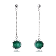 Picture of Brand New Green Platinum Plated Dangle Earrings with Full Guarantee