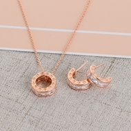 Picture of Charming White Copper or Brass Necklace and Earring Set As a Gift