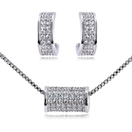 Picture of Fashion Cubic Zirconia Platinum Plated Necklace and Earring Set