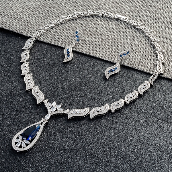 Picture of Irresistible Blue Luxury Necklace and Earring Set For Your Occasions