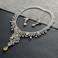 Show details for Delicate Big Platinum Plated Necklace and Earring Set Show details for Delicate Big Platinum Plated Necklace and Earring Set