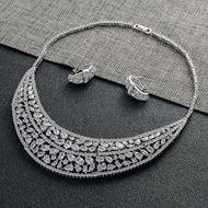 Show details for Inexpensive Copper or Brass White Necklace and Earring Set of Original Design Show details for Inexpensive Copper or Brass White Necklace and Earring Set of Original Design