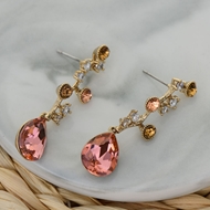 Picture of Pretty Artificial Crystal Pink Dangle Earrings