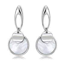 Show details for Great Shell Platinum Plated Dangle Earrings