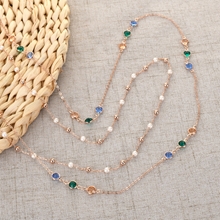 Show details for Funky Casual Artificial Pearl Long Chain Necklace