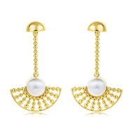 Picture of Nickel Free Gold Plated White Dangle Earrings with Easy Return