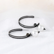 Picture of Buy Gold Plated Artificial Pearl Big Hoop Earrings with Price