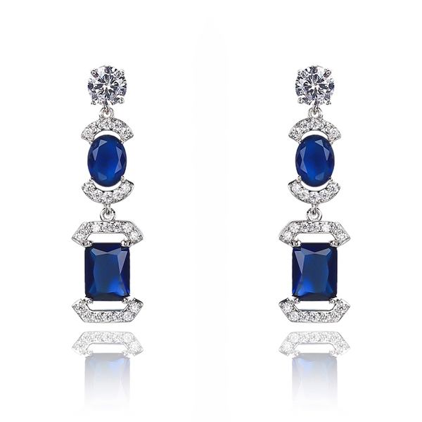 Picture of Popular Cubic Zirconia Blue Dangle Earrings