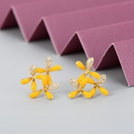 Picture of Unique Cubic Zirconia Yellow Big Stud Earrings