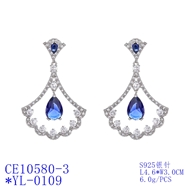 Picture of Great Value Blue Platinum Plated Dangle Earrings with Full Guarantee