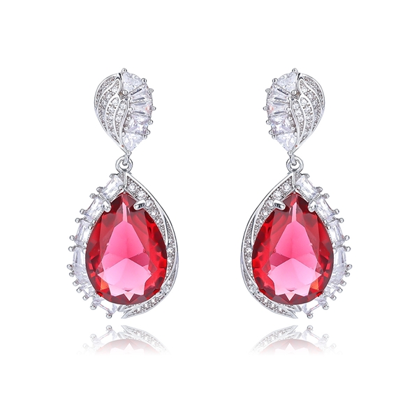 Picture of Hypoallergenic Platinum Plated Cubic Zirconia Dangle Earrings Online Shopping