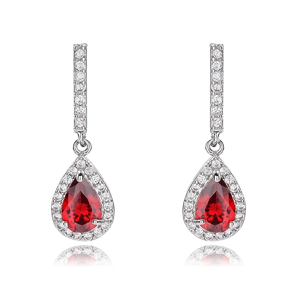 Picture of Bulk Platinum Plated Cubic Zirconia Dangle Earrings at Super Low Price