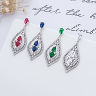 Picture of Good Quality Cubic Zirconia Platinum Plated Dangle Earrings