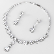 Show details for Fancy Big Platinum Plated 2 Piece Jewelry Set Show details for Fancy Big Platinum Plated 2 Piece Jewelry Set