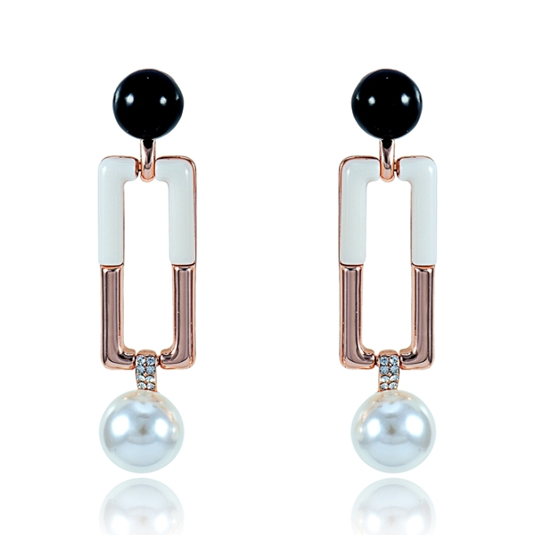 Picture of Simple And Elegant Rose Gold Plated Venetian Pearl Drop & Dangle