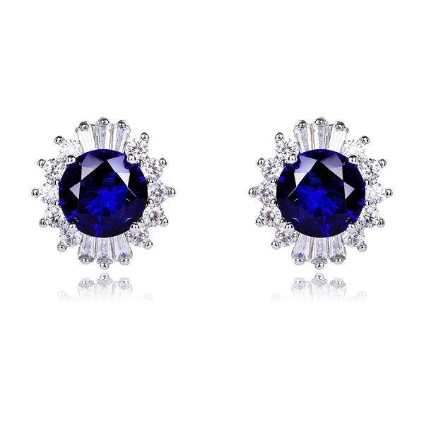 Picture of Attractive Blue Platinum Plated Stud Earrings For Your Occasions