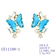 Picture of Fashion Cubic Zirconia Blue Dangle Earrings