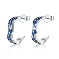 Picture of 925 Sterling Silver Blue Stud Earrings with Worldwide Shipping