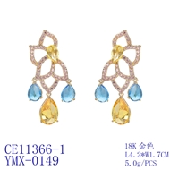 Picture of Sparkling Big Gold Plated Dangle Earrings