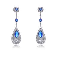 Picture of New Season Blue Platinum Plated Dangle Earrings with SGS/ISO Certification